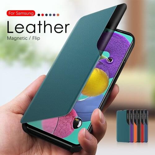 Case For Samsung A51 A71 A31 A11 A21s galax a 51 71 31 11 Case Mirror Smart View Orignal Flip Cover PU Leather Cases Window Case