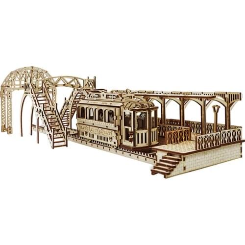 3D Wooden Puzzle DIY Tram Station Craft Kits Educational Assembly Toy toys for kids birthday gift 2020
