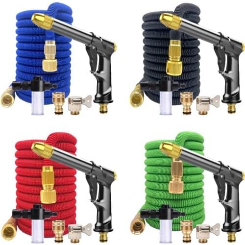 25FT-125FT Flexible & Expandable Garden Hose with Water Gun Adjustable Nozzle,Easy Storage Kink Free Water Hose For Car Wash