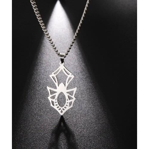 LIKGREAT Gothic Spider Neckless for Women Stainless Steel Men Long Chain Hip Pop Punk Animal Hollow Jewelry Gift
