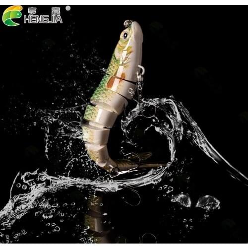 HENGJIA 10PCS 8 Sections Jointed Hard Baits 27g 13.7cm Swimbait Fishing Bait 4# Hook Wobblers Sea Bass Lure Fishing Tackle