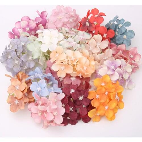 10Pcs Artificial Hydrangea Silk Flower Heads Home Decor DIY Garland Wedding Party Flower Wall Decoration Scrapbook Wreath Crafts