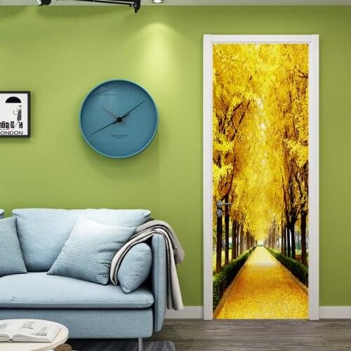 Maple leaf trails DIY Door Wall Stickers Home Decor Living Room Bedroom Porch Art Mural Self-adhesive Peel & Stick PVC Wallpaper