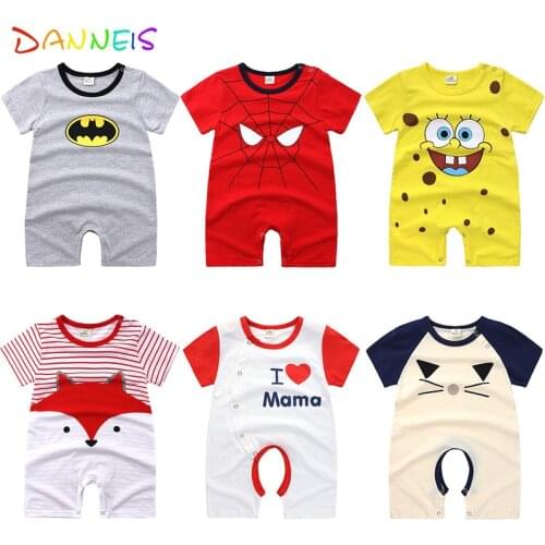 Cartoon Pure Cotton Newborn Baby Short Sleeve Rompers Summer Infant Boys Girls Jumpsuit Babys Costumes Toddlers Animal Clothes
