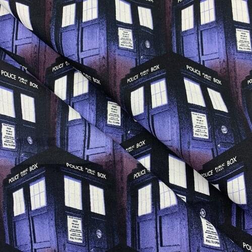 Beautiful 100% Cotton Fabric Dark Blue Police Box Pattern Fabric Digital Print Sewing Material DIY Home Patchwork Dress Clothing