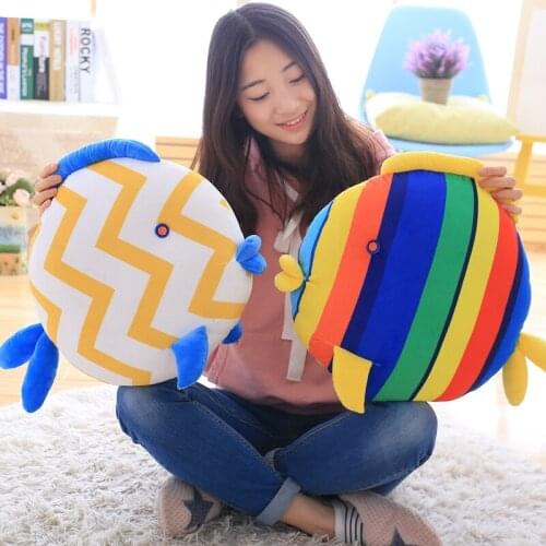 1pc 55cm Colorful Kiss Fish Plush Pillows Soft Stuffed Marine Life Fish Toys Children Room Dolls Cushion Kids Girls Boys Gifts
