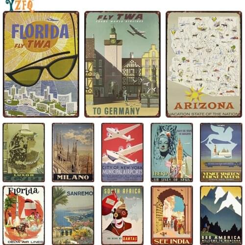 Luxor Florida Iberia Israel City Sign Vintage Metal Plaque Plates Decor For Pub Bar Home Tin Gift Decoration Poster DU-11075B