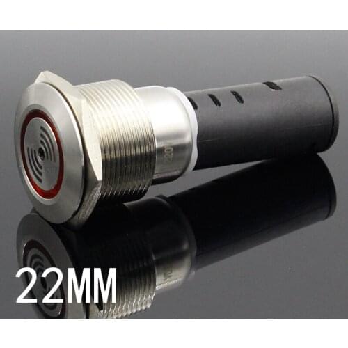 1pcs Intermittent buzzer 22mm metal pulse waterproof oil band red LED lamp flashing buzzer 12V/24V/220V