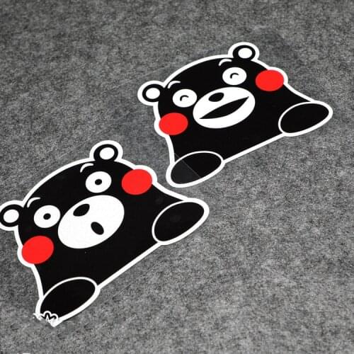 Cute Japan Surprised Smile Bear Modified Stickers Kumamon Flag Car Glass Waterproof Decals Racing Motorcycle Graphics