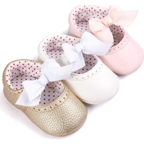 First Walker Fashion Butterfly-knot Baby Moccasin Newborn Babies Shoes PU Leather Prewalkers Boots Non-slip Shoes for Baby Girls
