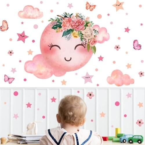 DIY Cartoon Wall Stickers Kids Room Decor Girl Baby Bedroom Nursery Wall Decoration Smiling Face Wallsticker Removable Wallpaper