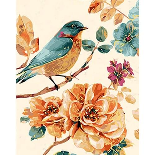 Yellow Flower Blue Bird Animal DIY Digital Painting By Numbers Modern Wall Art Canvas Painting Unique Gift Home Decor 40x50cm