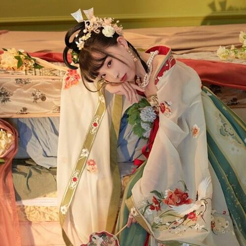 New Chinese Traditional Classical Dance Performance Stage Dress Tang Dynasty Ancient Princess Costumes Green Hanfu Suit DQL5751