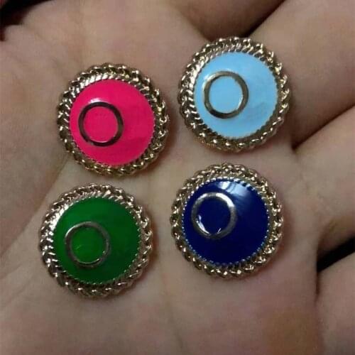 New metal buttons with log stamp on back 10 pieces a lot golden drop rose red sky blue dark blue green clothing jewelry buttons