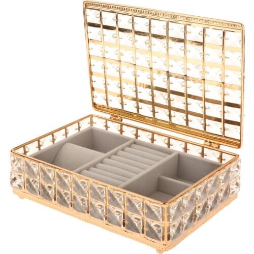 Portable Jewelry Box Organizer Crystal Ornaments Case Storage Display Holder