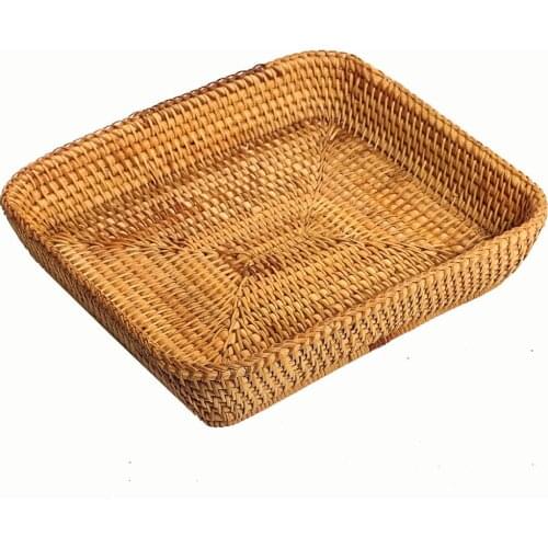 Handmade Bread Weaving Rattan Bread Storage Basket Handwork Home Dining Room knife and fork Storage Food Fruit Vegetables Troy