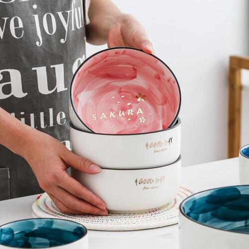 Hand-painted Starry Sky Salad Bowl Plates Cutlery Noodle Bowls Household Creative Soup Ceramic Plate Spoon Dinner Dinnerware Set