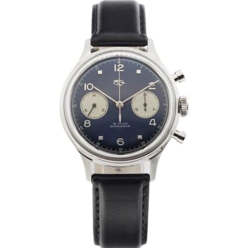 SEAKOSS Mens Military Chronograph Watch ST19 Gooseneck Acrylic Sapphire Glass Mechanical Hand Wind Wristwatches Pilots 19 Zuan