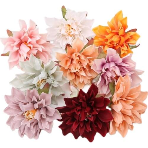10 Pieces Of Silk Simulation Dahlia Artificial Flowers Home Decoration Wall Hanging Garden Wedding Accessories Wreath Jewelry