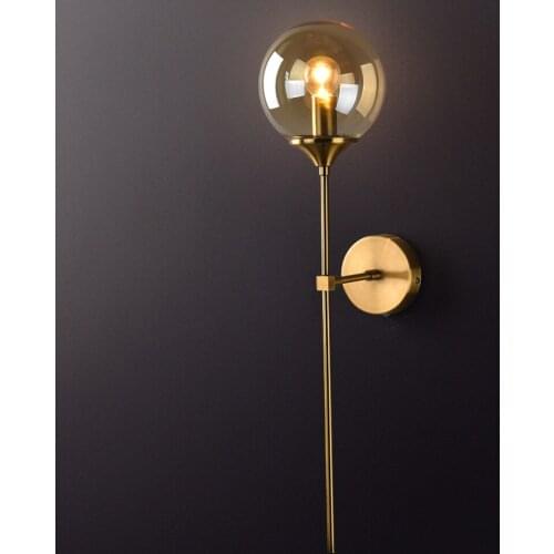 Modern Clear/Amber/Smoke grey/White Glass Wall Lamp Bedside Wall Sconce Living room Wall Light LED Warm light Nordic Lamp ZM