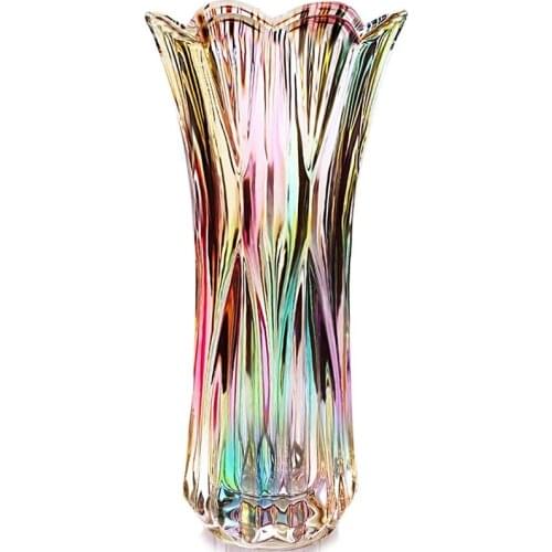 Glass Colorful Vase,Glass Flower Vase Decor for Home Dining Table Living Room,Office Wedding Holiday Party,Handmade