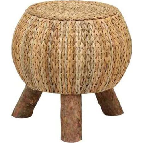 Creative Natural Solid Wood Tea Stool Household Weaving Sofa Stool Small Change Shoe Bench Multipurpose Stable Leisure Stool