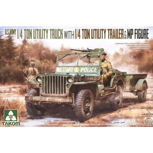 TAKOM 2126 1/35 U.S.ARMY 1/4 TON UTILITY TRUCK WITH 1/4 TON UTILITY TRAILE - Scale Model Kit