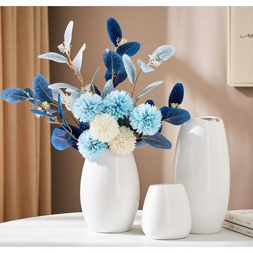 Modern Home Decoration Home Vase Living Room Decor Vases for Flowers Nordic White Ceramic Vase Oval Decoration Household Vase