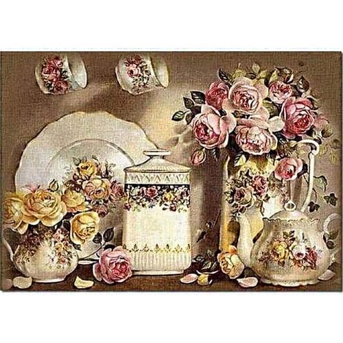 Flower Rose Vase Printed 11CT Cross-Stitch Embroidery Full Kit Painting Knitting Hobby Needlework Different Stamped Promotions