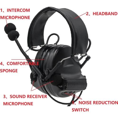 TCIHEADSET COMTAC II Airsoft Military Headphones Noise Reduction Tactical Headset Shooting Hunting Hearing Protection Earmuffs