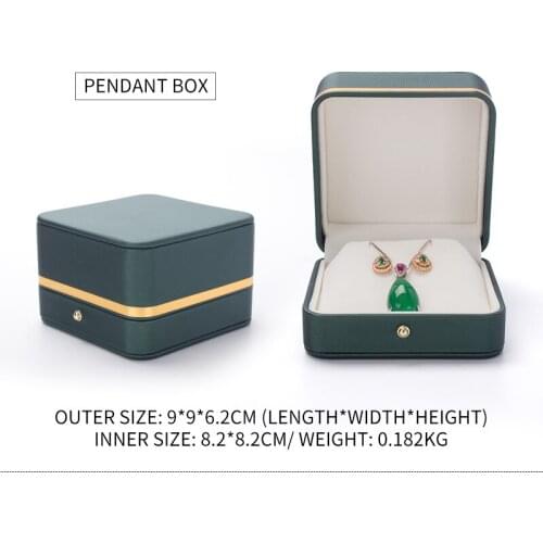 High Quality Female Green Pu Leather Pendent Earring Jewelry Packaging Box Necklace Bracelet Jewellery Organizers For Lover Gift