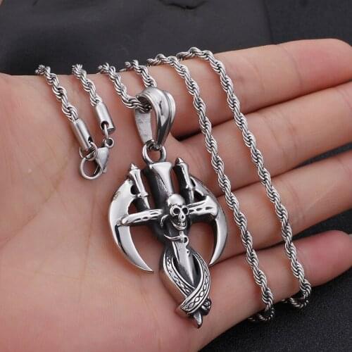 Stainless Steel Jewelry Death Scythe Pendant Cool Boy Cross