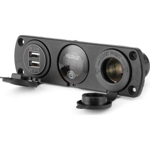 3 Hole Switch Panel Dual USB LED Digital Voltmeter Cigarette Lighter Charger for Car replacement accessories