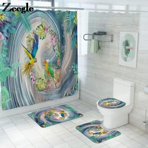 Zeegle Bath Mat and Shower Curtain Set Absorbent Bathroom Mat Toilet Carpet Non Slip Shower Foot Mat Bathroom Floor Mat