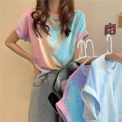 Summer new style retro tie-dye short-sleeved t-shirt women