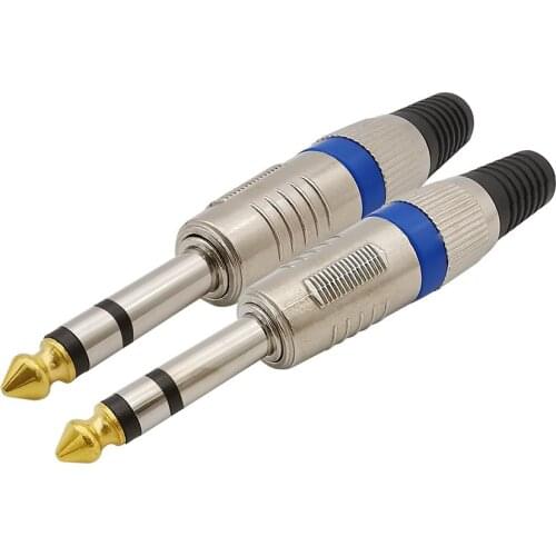 6.35mm 3 Pole Stereo Connector 6.35mm 1/4" Audio Microphone Plug Soldering DIY Connector Male Plug To RCA Female Jack