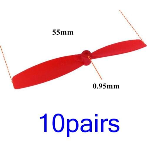 10 Pairs 1mm Shaft Propeller for DIY RC Airplane Quadcopter Drone Model CW CCW Plastic Prop Length 55mm