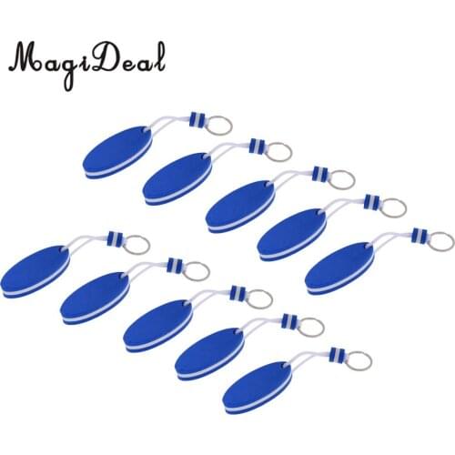 10 Pieces Water Sports Yacht Boating Floating Keychain Keyring Key Ring-Sailing Surfboard Blue