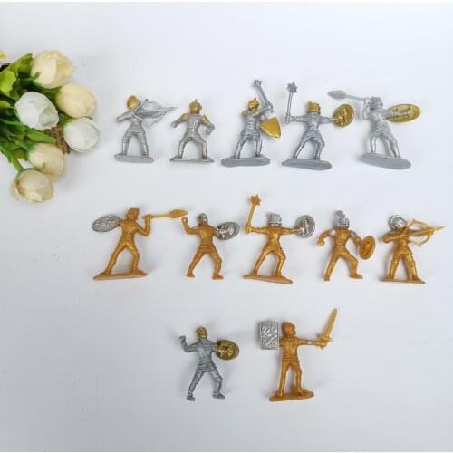 100pcs/lot Cartoon anime figures gold silver soldier war man model capsule doll home ornaments miniature