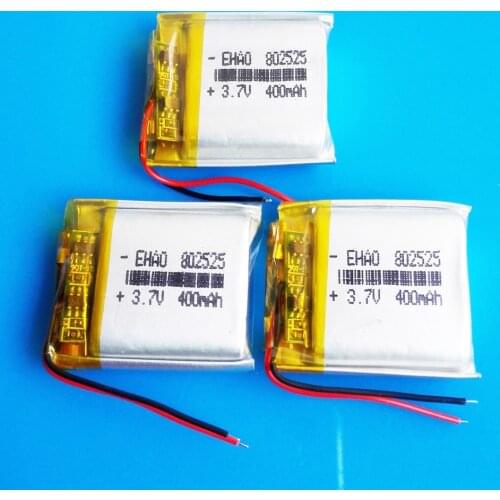 3 pcs 802525 3.7V 400mAh lipo polymer lithium rechargeable battery for MP3 GPS DVD bluetooth recorder headset camera smart watch