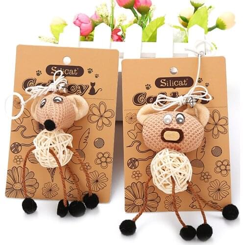 3pcs Hot sell pet toy Cat toy with paper card packaging sepak takraw mouse and bear pet products