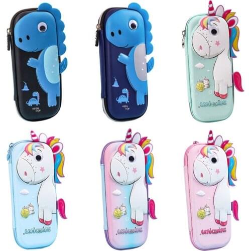 3D EVA Pen Pencil Case Cartoon Unicorn Dinosaur Storage Bag Pouch Organizer for Stationery School Kids Girl Gift