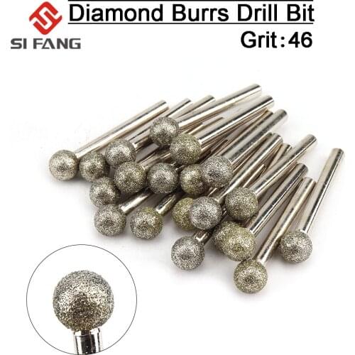 5Pcs Diamond Grinding Head Rotary Burrs Mounted Point Bits Lapidary Tool Stone Gemstone for Dremel 6mm Shank