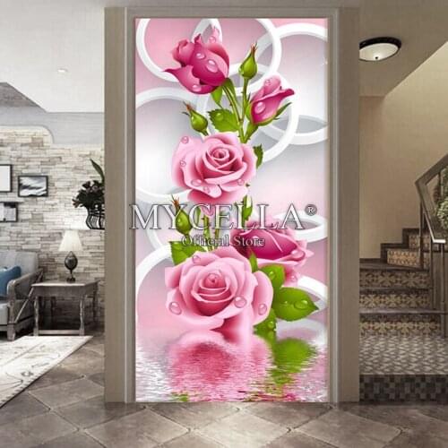 5D Needlework Diy Diamond Painting Cross Stitch Pink Rose Diamond Embroidery Flower Full Round Rhinestone Home Decor Crafts