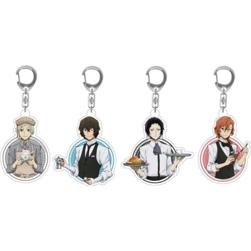 Anime Bungo Stray Dogs Dazai Edogawa Rampo Atsushi Bags Pendant Keychain Acrylic Keyring Cosplay Restaurant Series Birthday Gift