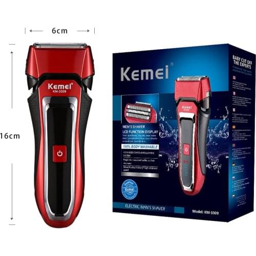 KEMEI Electric Shaver LED Digital Display Mens Razor Beard Trimmer Waterproof Wett & Dry Dual Use Razor for Men Shaving Machine