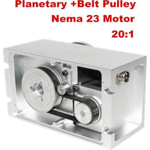 CNC Dividing Head 20:1 Rotating Shaft A Axis Planetary Reducer Belt Pulley A Axis for CNC Router Engraving Machine Kit