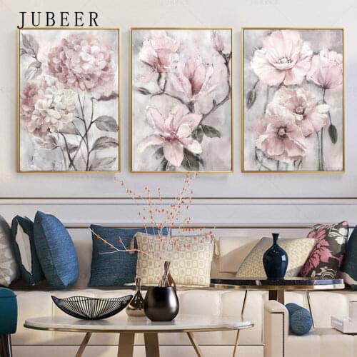 Flower Canvas Painting on The Wall Pink Floral Posters and Prints for Room Decoration Picture for Home Wall Decor Paintings