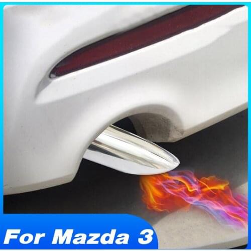 Hivotd For Mazda 3 2019 2020 2021 Axela Accessories Car Exhaust Pipe Muffler Tip Stainless Steel Rear Tail Throat Modification
