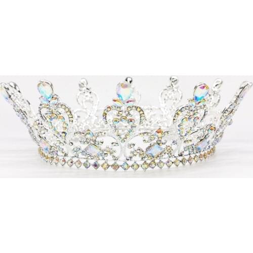 Crystal Bridal Tiaras Round Big Crowns Women Queen Rhinestone Baroque Pageant Diadem Vintage Wedding Hair Accessories Jewelry